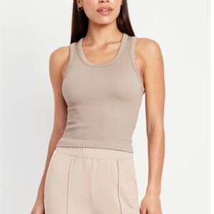Old Navy Tan Fitted Seamless Ribbed Tank Top